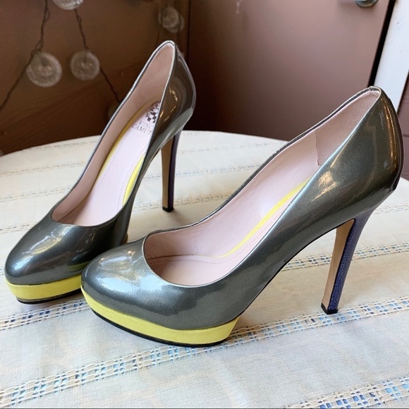 Vince Camuto Heels Dacoma Stiletto Platform Pumps, Yellow Neon Retro Sexy, Party - Picture 2 of 15